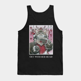 Queen of Hearts Cat - Off With Her Head! - White Outlined Version Tank Top